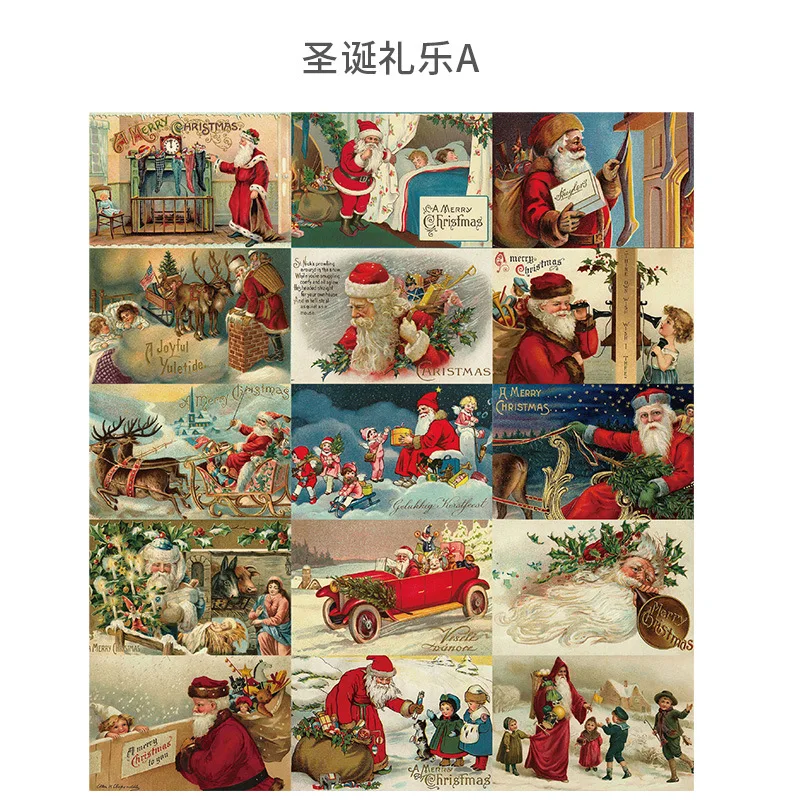 30 Pcs/Set Merry Christmas Santa Claus Postcard INS Art Decorative Card Creative Background Wall Sticker Greeting Cards