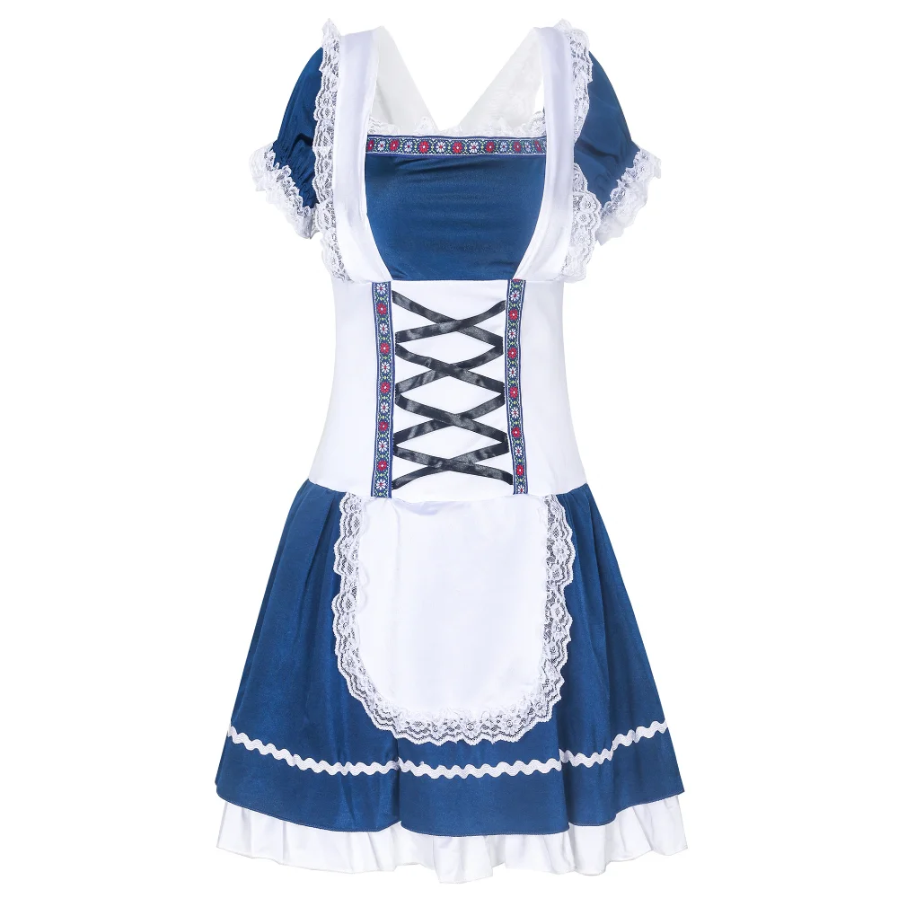 

Beer Festival Garment Blue Dress Bavarian Women Traditional Costume Festival Party Mascot Clothes Halloween Cosplay Costume