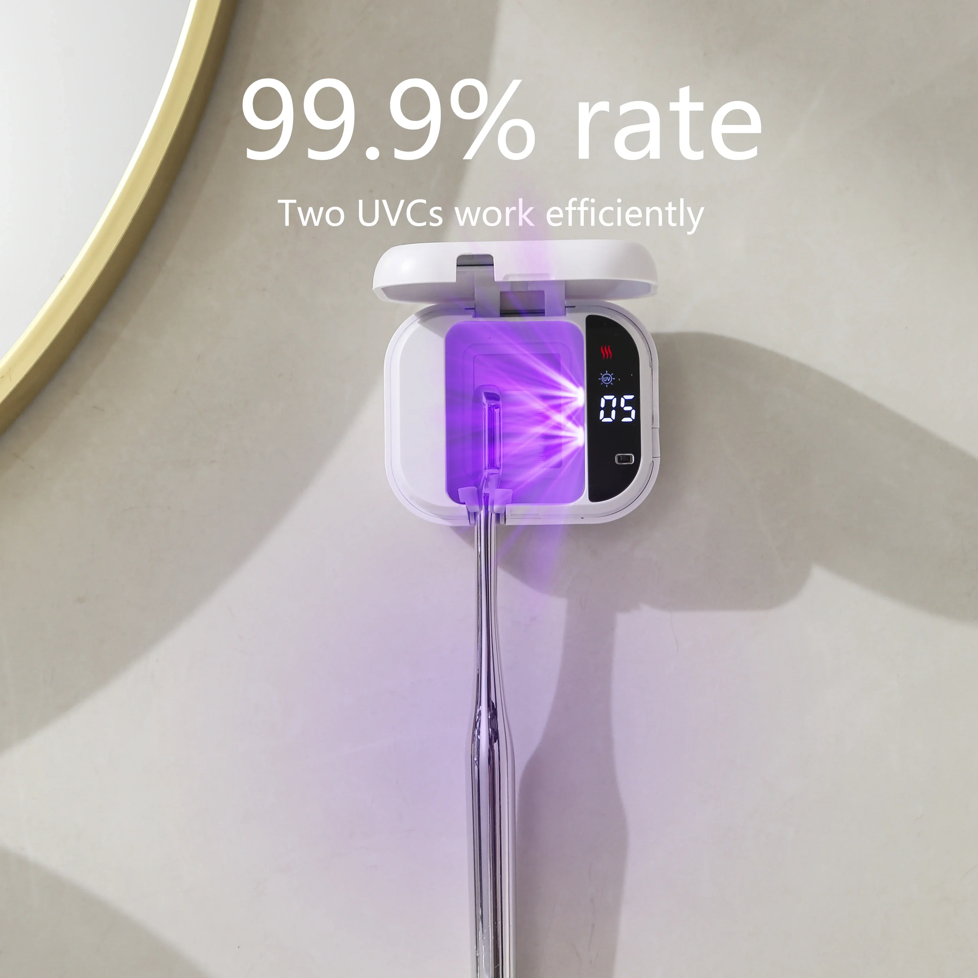 Rechargeable Portable UV Toothbrush Sterilizer Smart Screen Display Wall Mounted Disinfector Mini Sanitizing Case