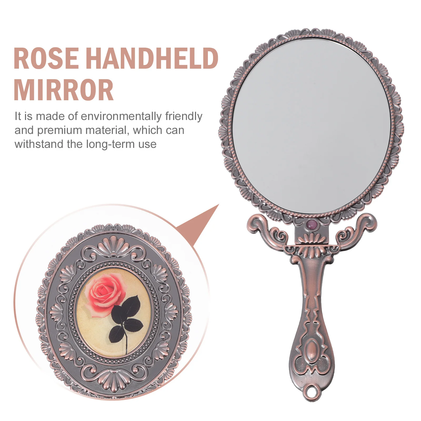 

Handheld Mirror Practical Foldable Portable Mirror Chic Design for Women Makeup Touch-Ups