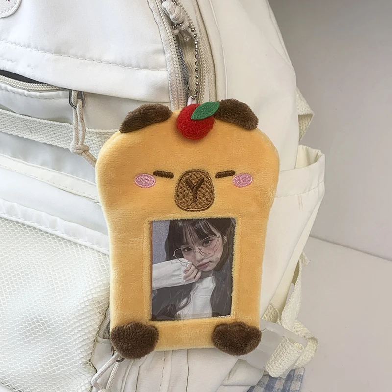 Cute Capybara Plush Card Display Set Ins Meal Card Kpop Photo Card Holder Id Card Protective Small Card Sleeves Photocard Holder