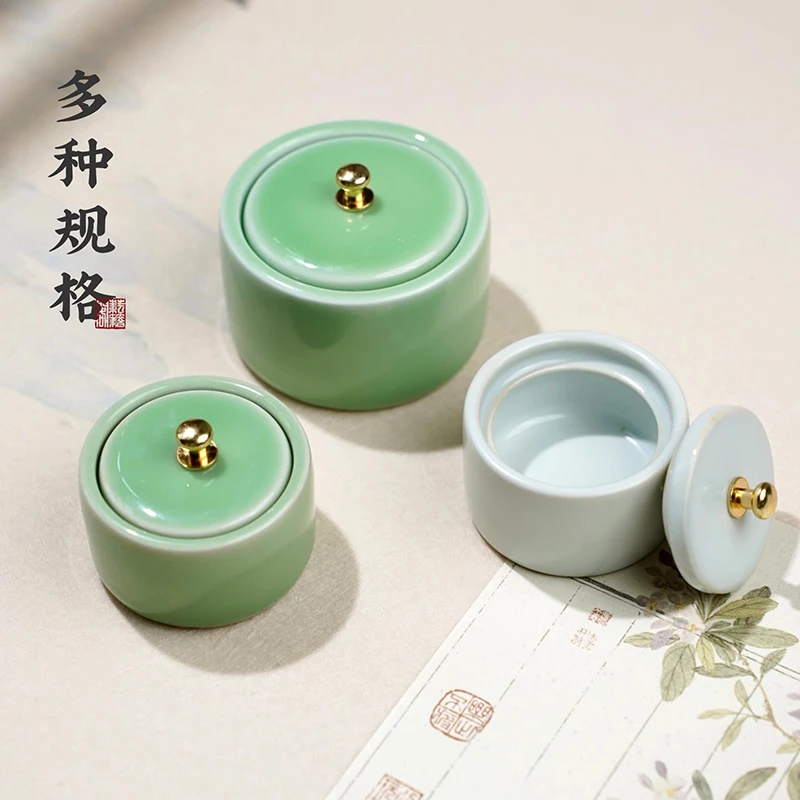 Portable Ceramic Inkwell with Airtight Lid - Mini Inkstone for Xiao Kai Soft Brush Calligraphy Supplies