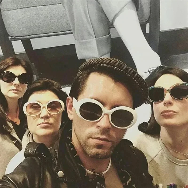 1/3pcs Punk Female Clout Goggles Kurt Cobain Eyeglasses Men Oval Sunglasses Women Unisex Hip Pop Sun Glasses