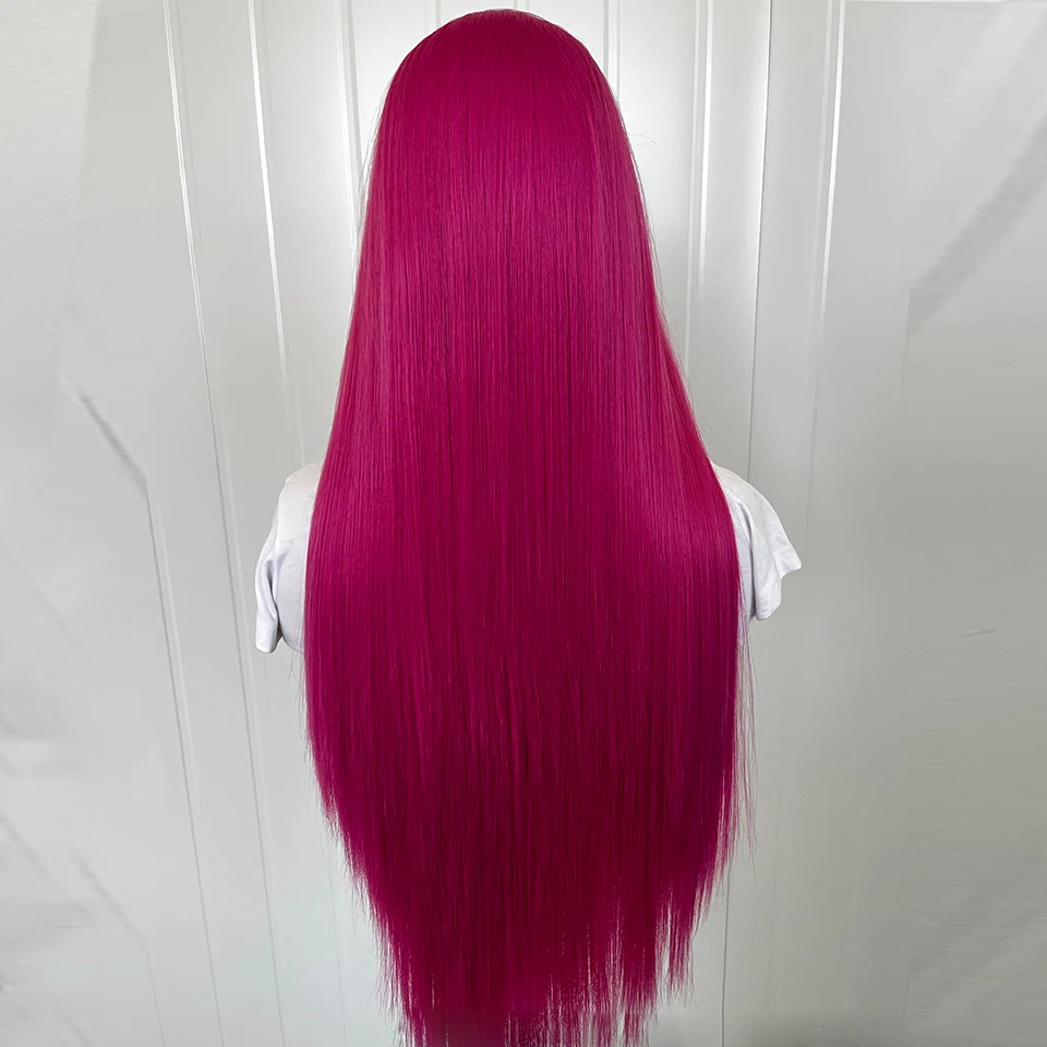 برناردو الاصطناعية الدانتيل الجبهة الباروكات للنساء ألياف مقاومة للحرارة الوردي الباروكات شعر مستقيم شعر مستعار أمامي الاستخدام اليومي شعر مستعار للحفلات