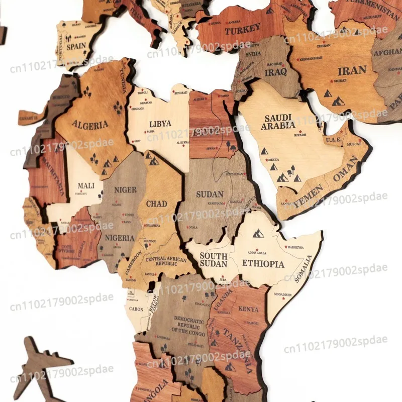 Nordic world 3d three-dimensional solid wood map wall sticker wall decoration creative living room background wall