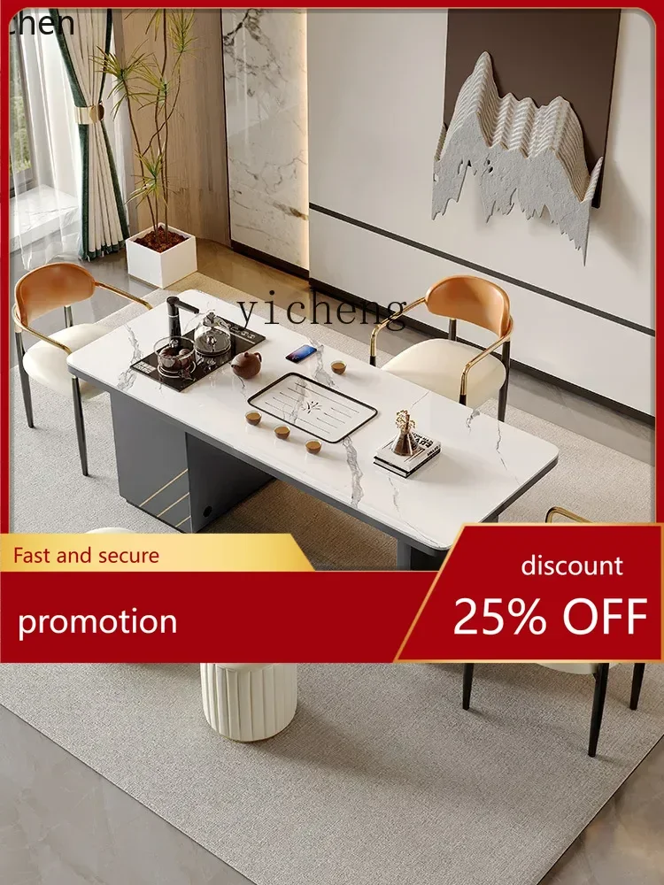 

HXL Stone Plate Table-Chair Set Modern Minimalist Office Tea Table Kettle All in One Set