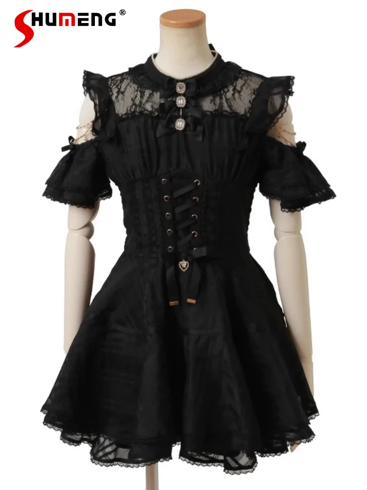 

Liz Dress Set Japanese New Mine Sweet Bow Off-the-shoulder Top Shorts 2-piece Set Summer Woman's Lolita Style Princess Dress Set