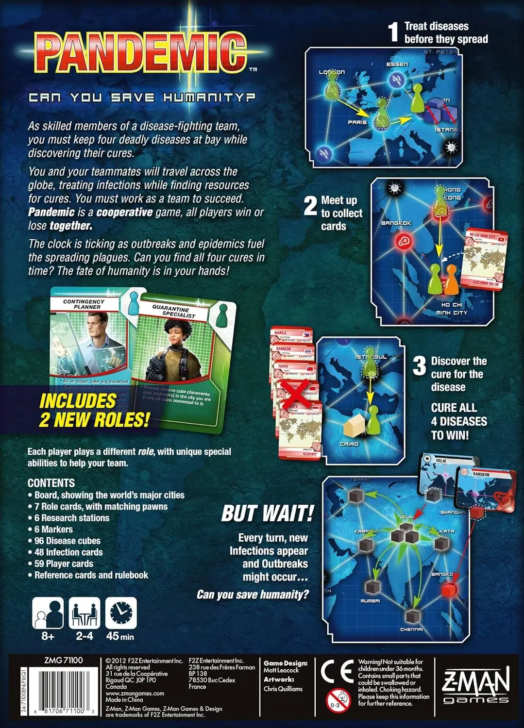 Z-Man Games | Pandemic | Board Game | Ages 8+ | 2-4 Players | 45 Minutes Playing Time