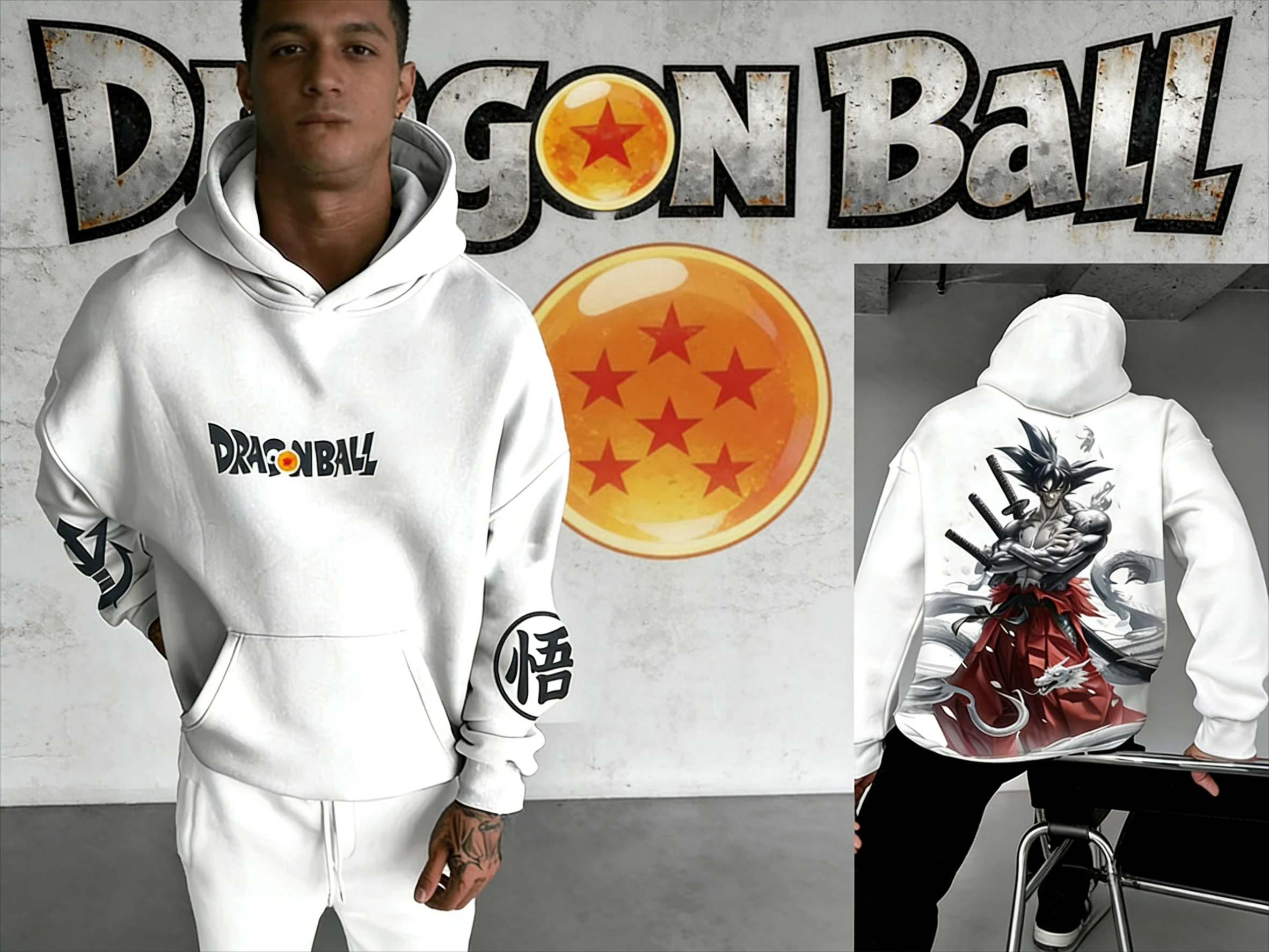 2026 Herbst Winter Dragon Ball Reiner Baumwoll-Retro-Hoodie, Samurai Goku Druck Übergroßer Warmer Pullover Unisex für Männer Frauen Kinder