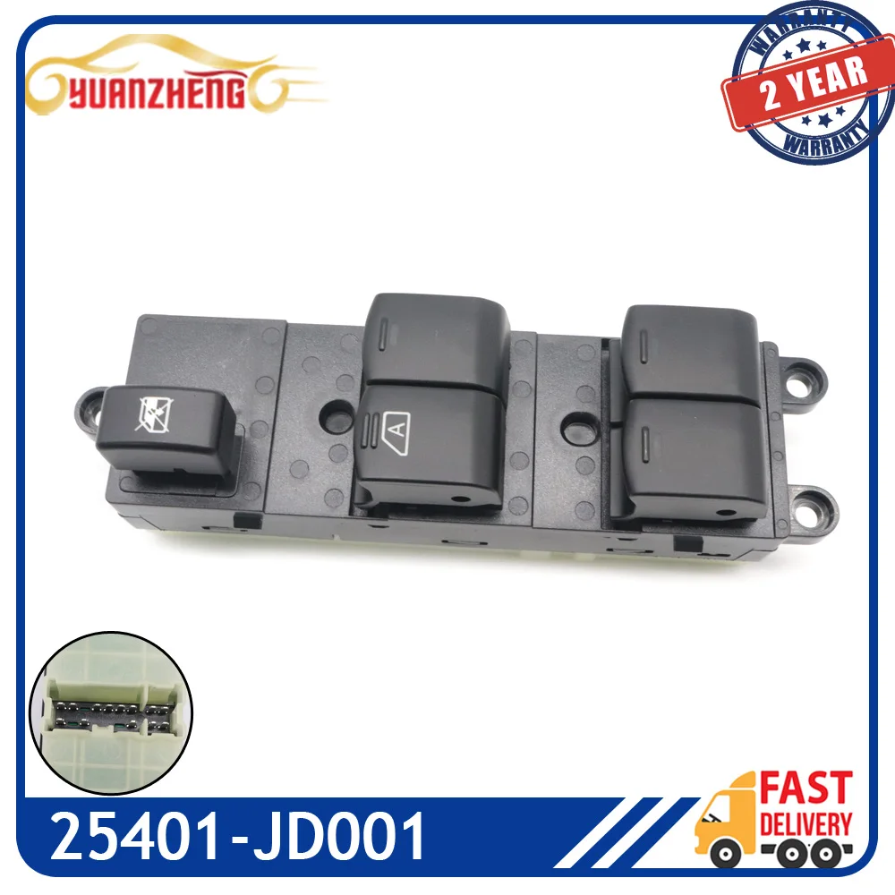 25401-JD001 LHD Power Window Control Switch Button For Nissan Qashqai J10 2.0 dCi 4WD Navara D40 Pathfinder R51 25401-BB65B