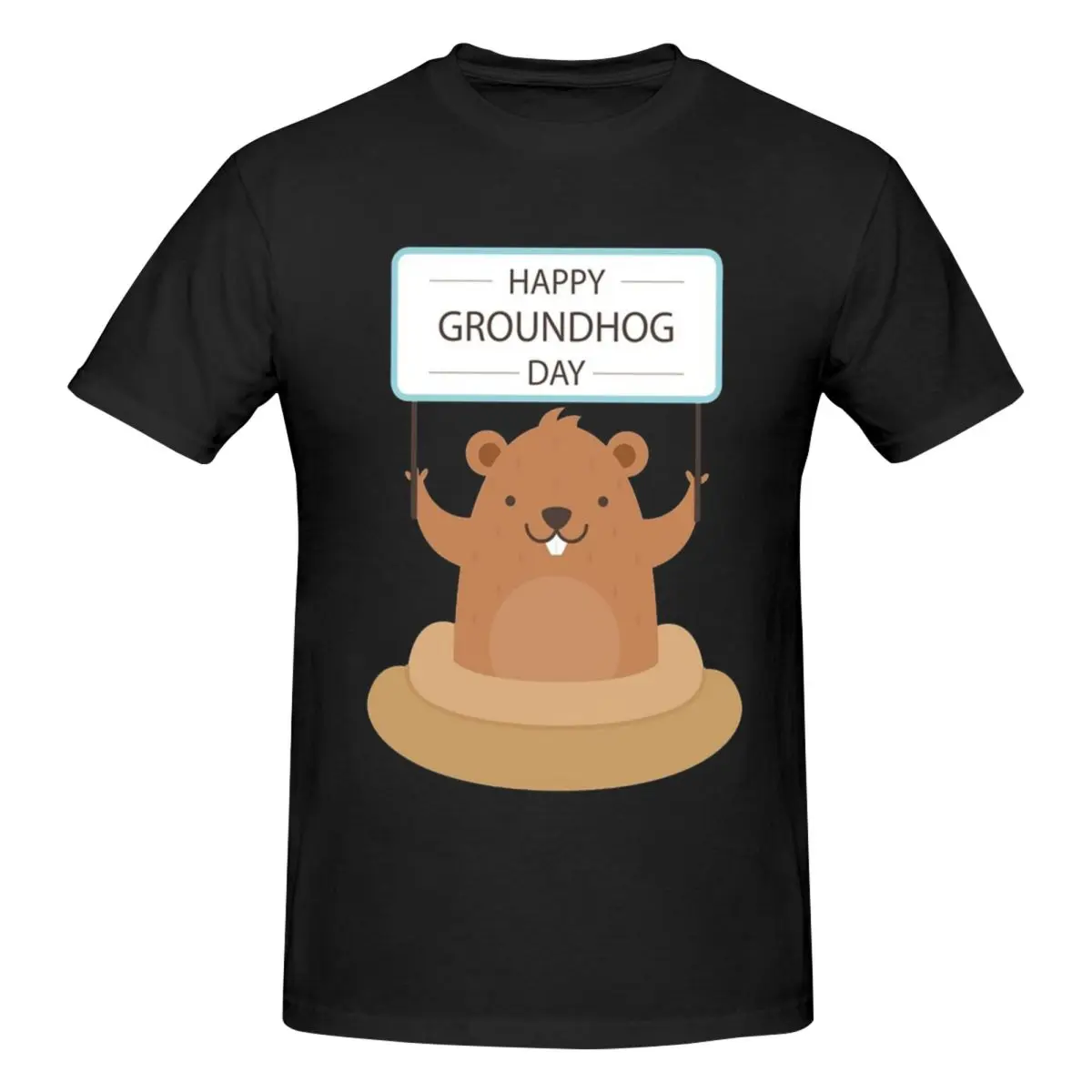 

Мужская футболка Happy Groundhog Day, хлопковые футболки большого размера, мужская летняя одежда с короткими рукавами и круглым вырезом, топы S-6XL