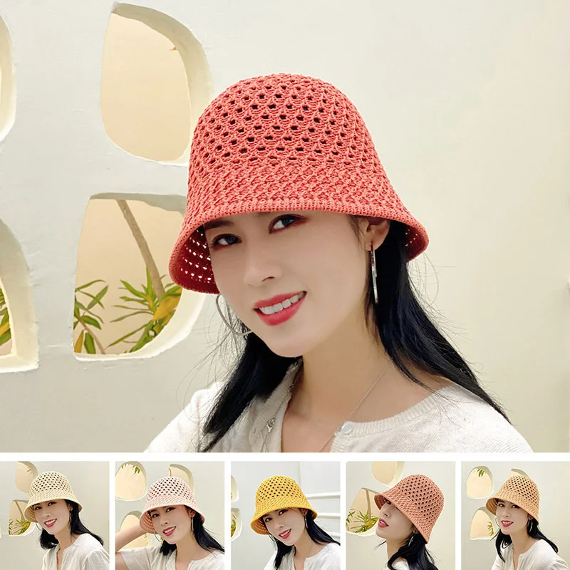 

Fisherman's Hat Women's summer thin breathable sunscreen hat versatile small basin hat Korean hollow woven