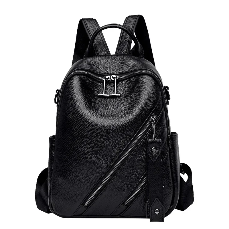 

New Fashion Luxury Brand Cow Genuine Leather Women Backpacks Female Ladies Girl Student Korean Casual Cowhide Designer Backpack