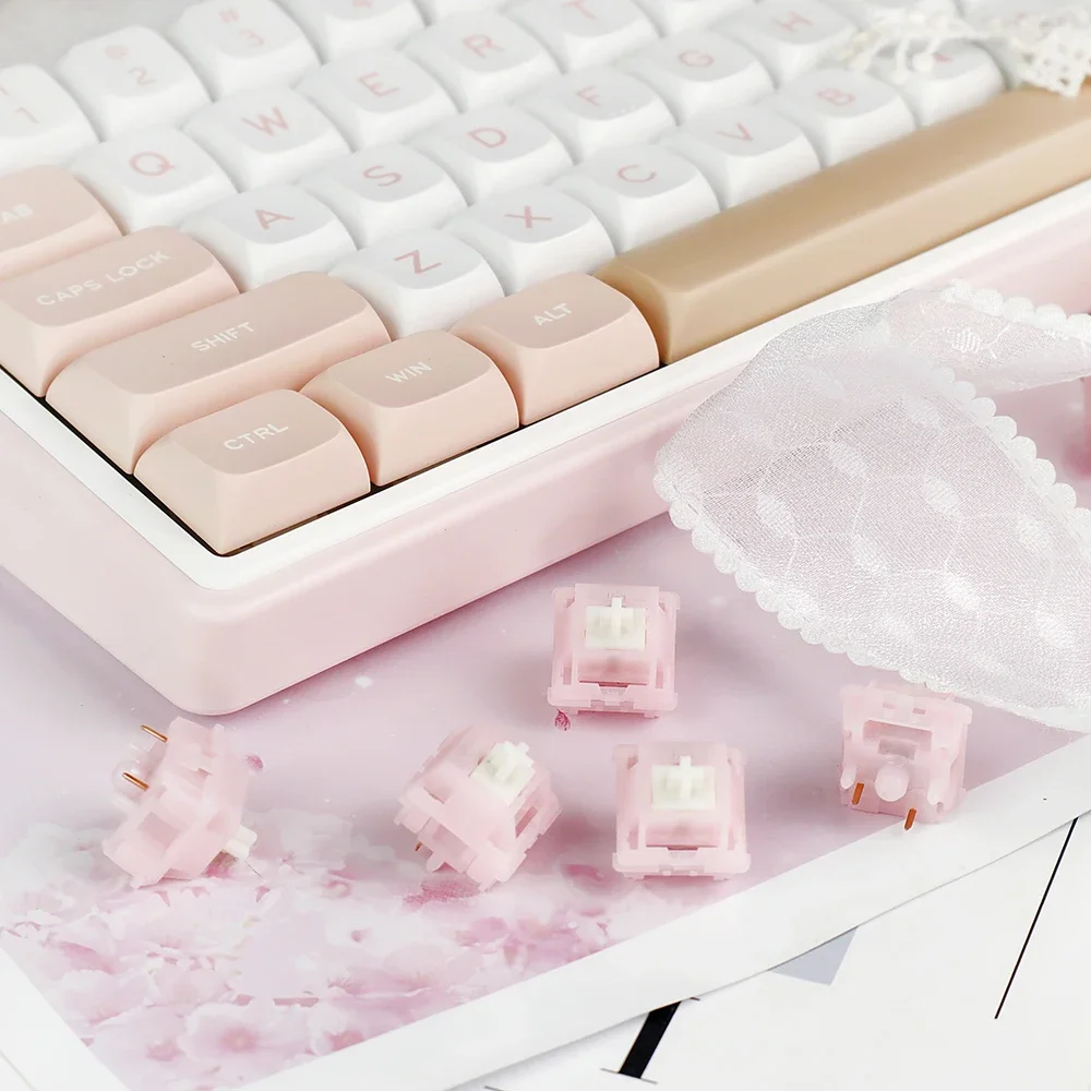 MMD Princess Silent Switch Pink 32g 5 Pin Linear Switches 21mm Spring Lubricated Switches LY PC MX Mechanical Keyboard Switch