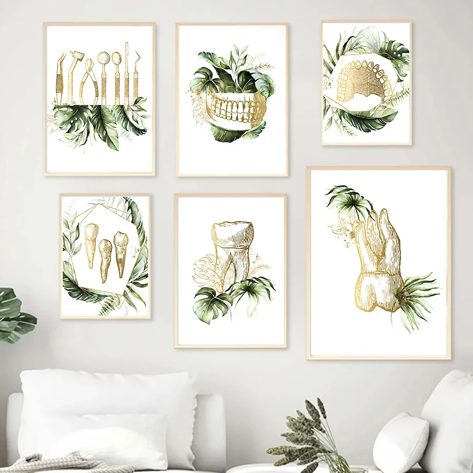 1PC--Human Teeth Spine Skeleton Anatomy Wall Art Canvas Medical Posters Print for Doctor Office Dental Clinic Decor