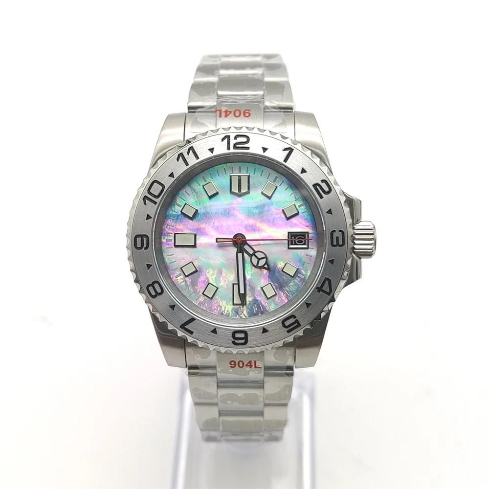 Relógio mecânico masculino, pulseira de aço inoxidável, vidro safira, mostrador asséptico, escovado, movimento japonês NH35, NH35