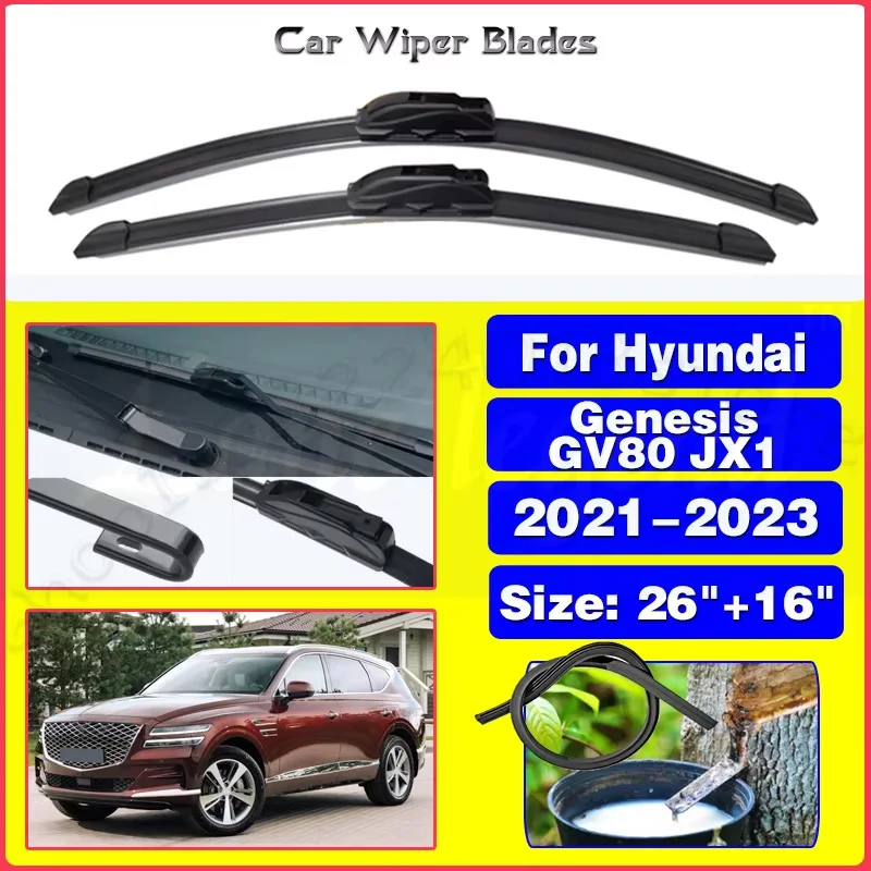 

For Hyundai Genesis GV80 JX1 2021 2022 2023 Window Windshield Windscreen Brushes Auto Accessories 26"+16" Silent upgrade version