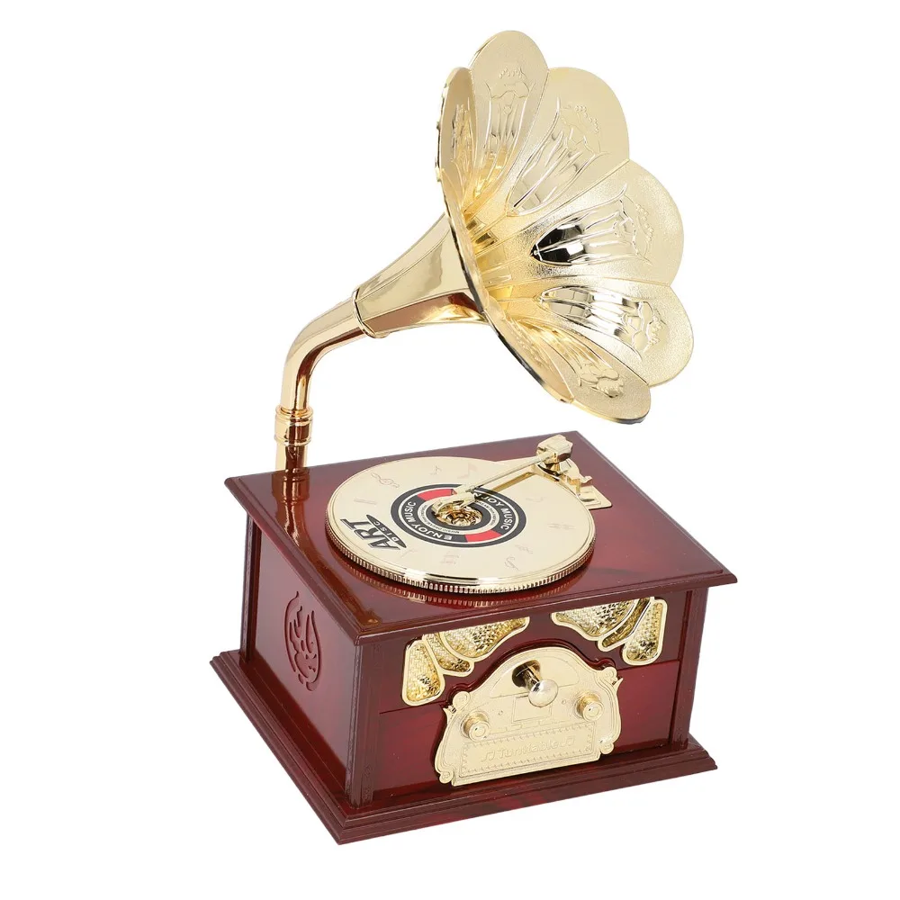 ABS Gramophone Music Box Exquisite Clockwork Mini Size Clockwork Music Box Music Box Mechanical Retro Wind Up Music Boxes