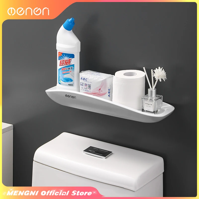 MENGNI Toilet Shelf, Bathroom Storage Rack Holder, Shampoo Spices Shower Organizer, Bathroom Accessories with Towel Bar