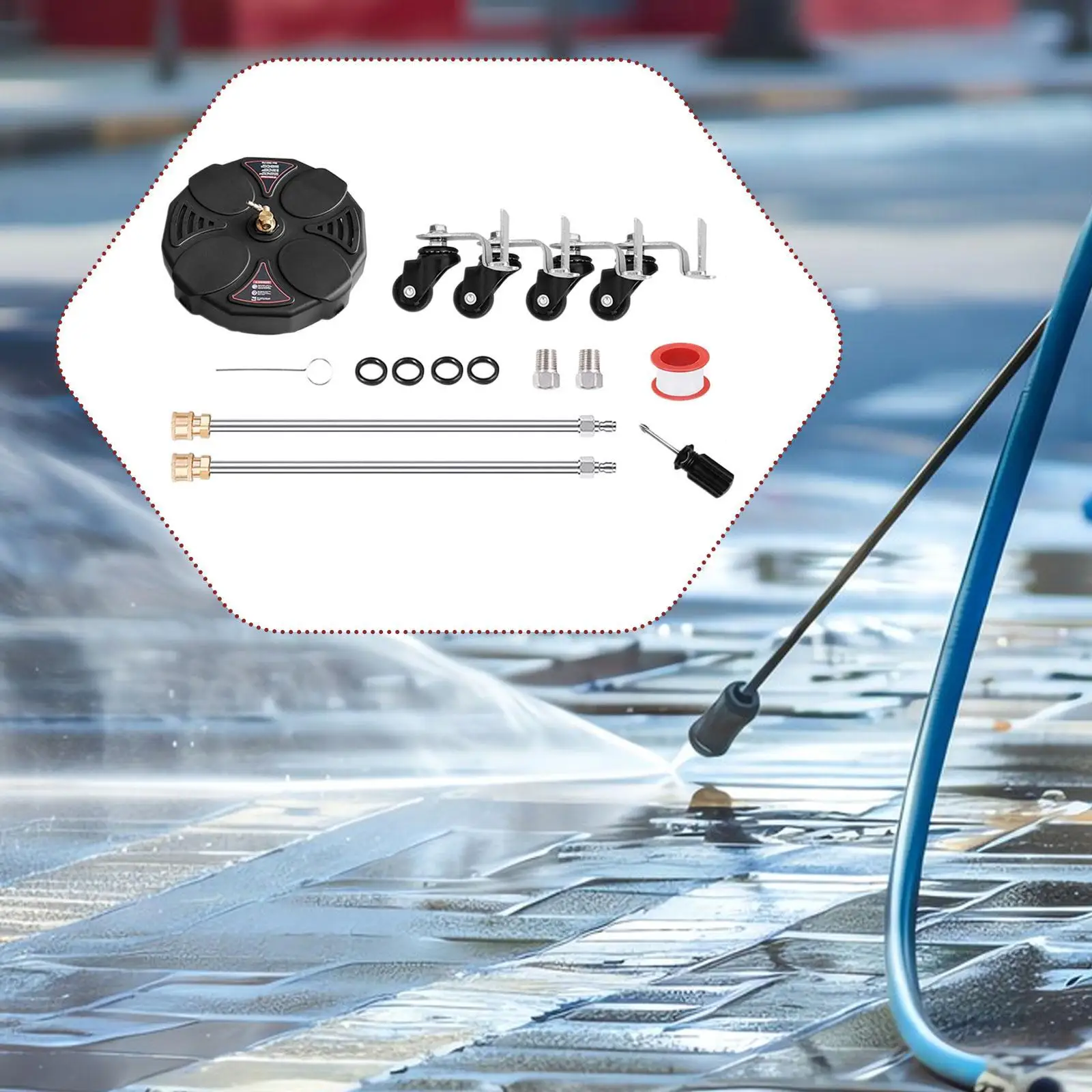 

Pressure Washer Surface Cleaner Floor Cleaning Machine with 2 Extension Rod 13 inch for Pathway Patio Decks Driveway Concrete