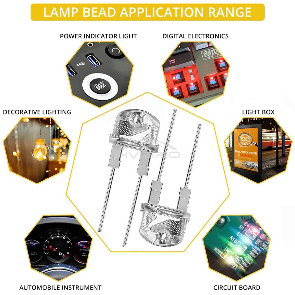 50Pcs 8mm Super Bright Diode Led Lamp Bead LED Power Bulb White Red Yellow Blue Green Emitting Light Decoration Atmosphere Neon