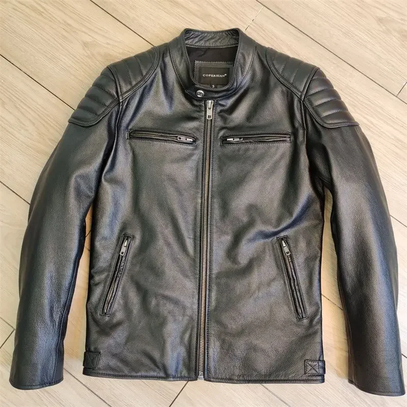 Leather Jacket For Men Real Leather Oversized Short Motorcycle Jacket Man Big Size Motorbike Genuine Leather Coat Male Bomber