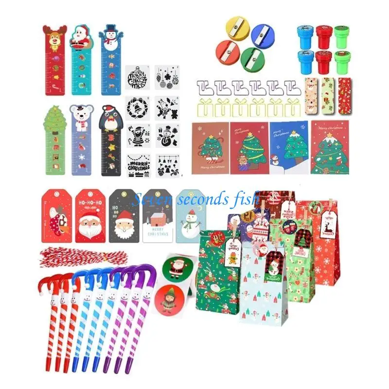 

L74B 108/132/168/219x Kids School Stationery Set Christmas School Stationery Set