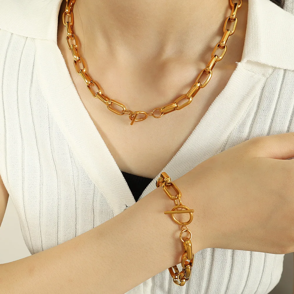 أزياء أوروبية وأمريكية، مجموعة سوار وقلادة فاخرة وخفيفة الوزن مبالغ فيها وشخصية #1