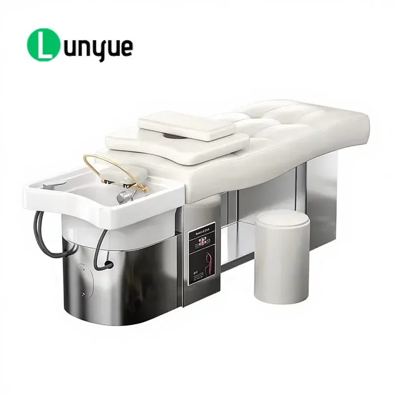 Modern Simple Stainless Steel Massage Bed with Water Circulation Fumigation Head Therapy Function for Salons Barber Shops