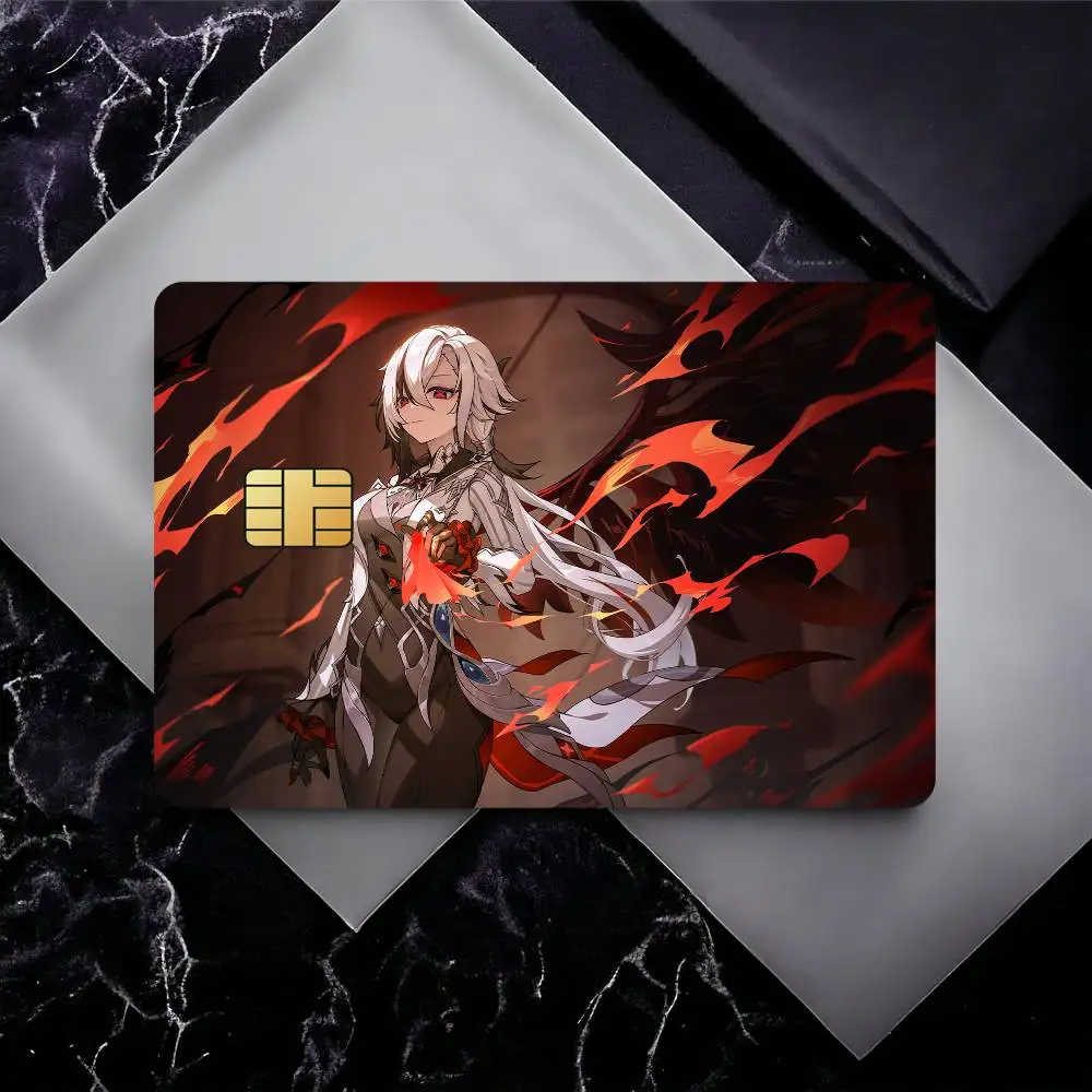 Genshin Impact Arlecchino Credit Card Skin Stickers for Bank Card Bus Metro Card Sticker Waterproof Gift
