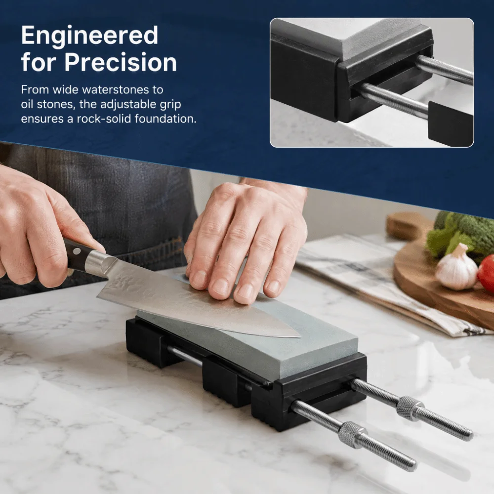 Stable Adjustable Sharpening Stone Holder Non Slip Stainless Steel Grindstone Base Knife Sharpener Stand Kitchen