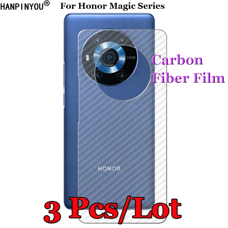 3 Pcs/Lot For Honor Magic6 Magic 6 5 4 Pro Plus Lite 3D Non-slip Carbon Fiber Back Film Screen Protector Protective Sticker