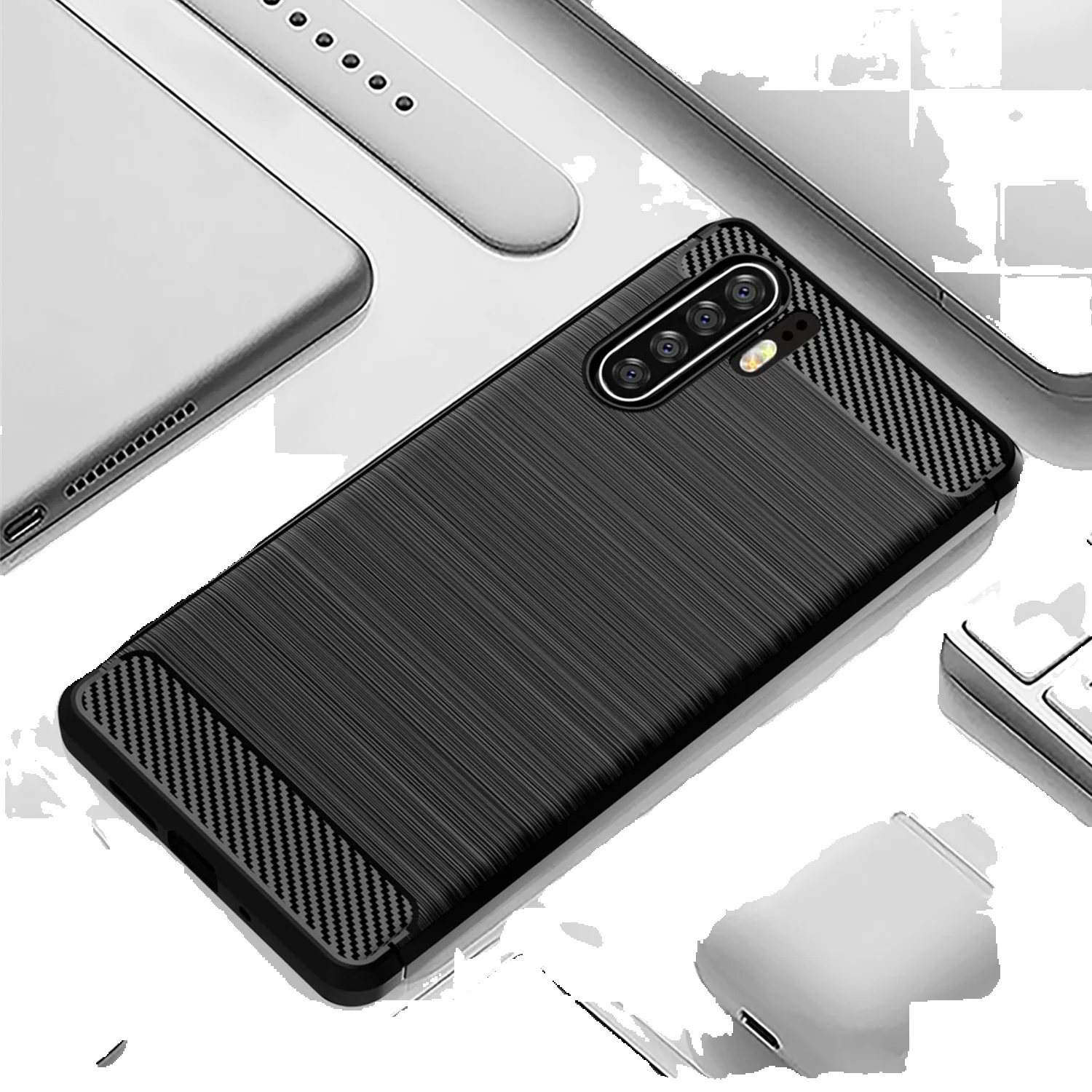 Soft Silicone Phone Cover Huawei Pro P30lite Shockproof Carbon Fiber Case For P30 Lite P30Pro Matte Cases