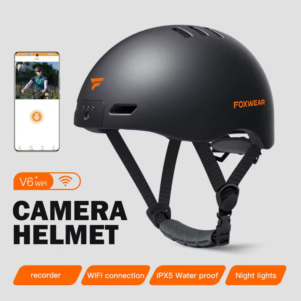 Casque de moto intelligent étanche, caméra WiFi, lumière LED avant arrière