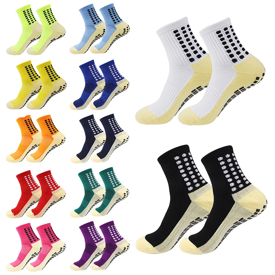 Non-Slip Silicone Bottom Socks para homens e mulheres, esportes, futebol, futebol, rugby, tênis, voleibol, badminton, novo, 12 pares