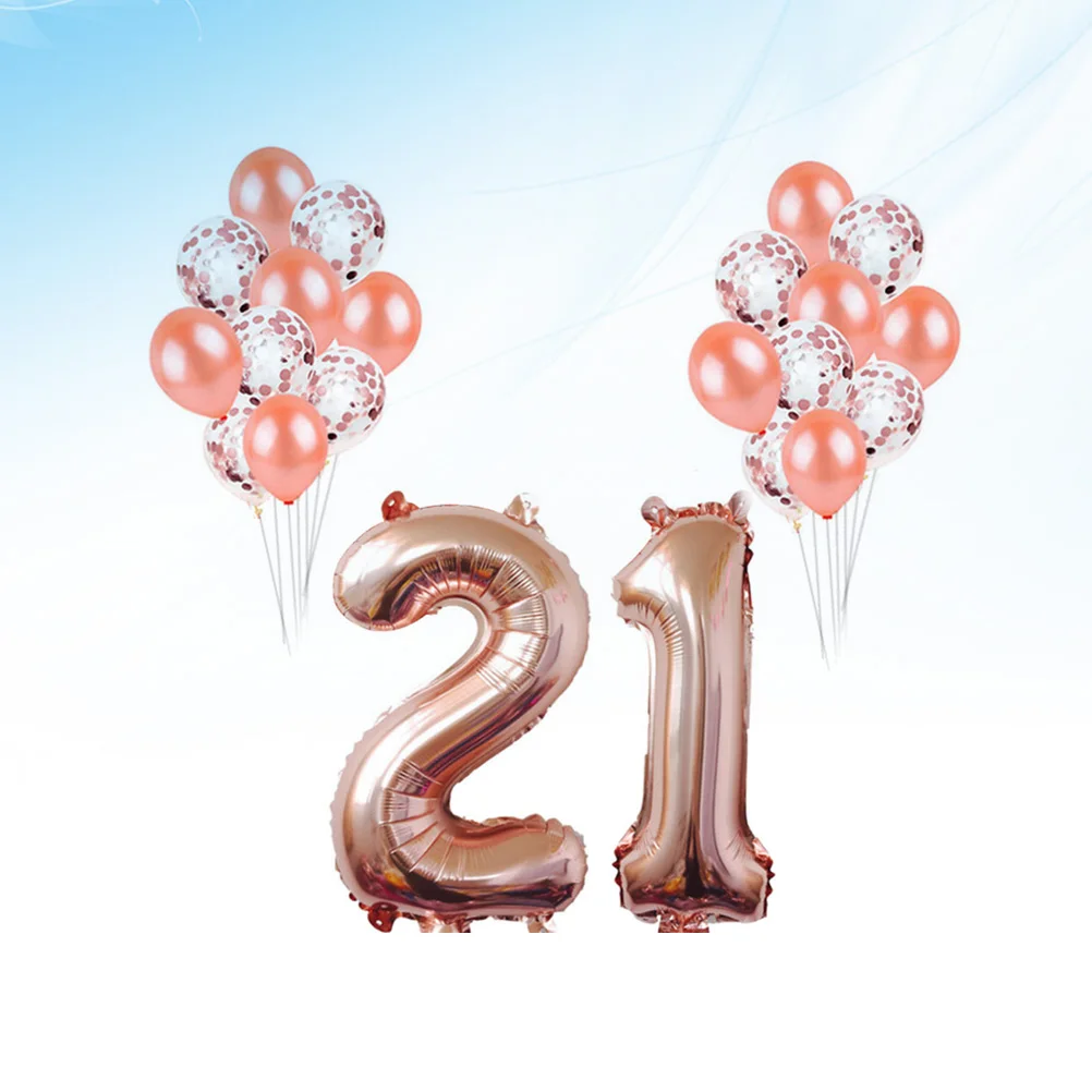 

21 Years Old Birthday Party Balloons Shining Aluminum Foil Latex Decor Sets Gathering Celebrations Festive Supplies Lightweight