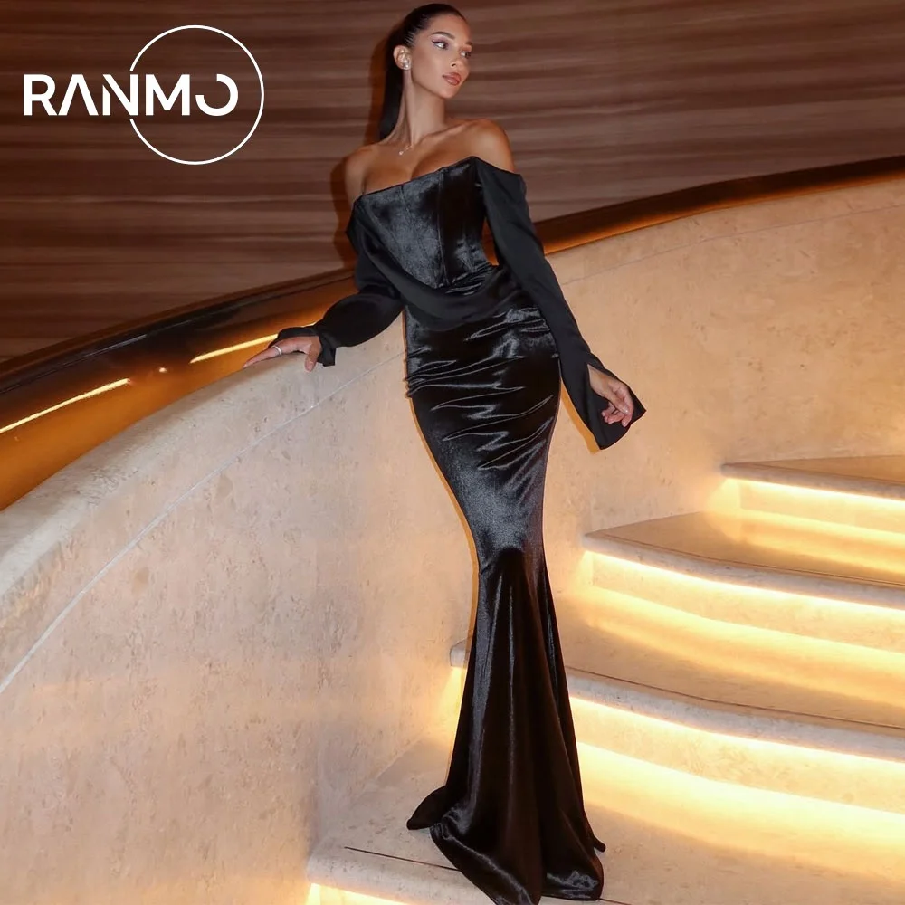 

Ranmo Изысканное бархатное вечернее платье русалки с открытыми плечами 2026 платье для выпускного вечера длиной до пола по индивидуальному заказу