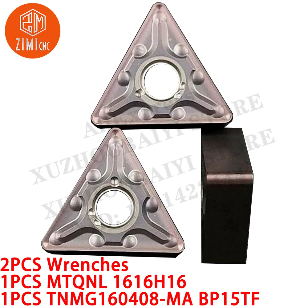 1 PCS MTQNL 1616H16 Dudukan Alat Pembubut 16mm + 1 PCS TNMG160408-MA BP15TF Sisipan Pembubutan Mesin Bubut Logam CNC alat pemotong mekanis