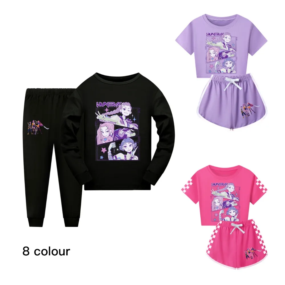 

Anime KPop Demon Hunters Superstar Clothes for Kids Rumi Zoe Costume Summer Girls Loose T Shirt Shorts Pajama Set Soft Sleepwear