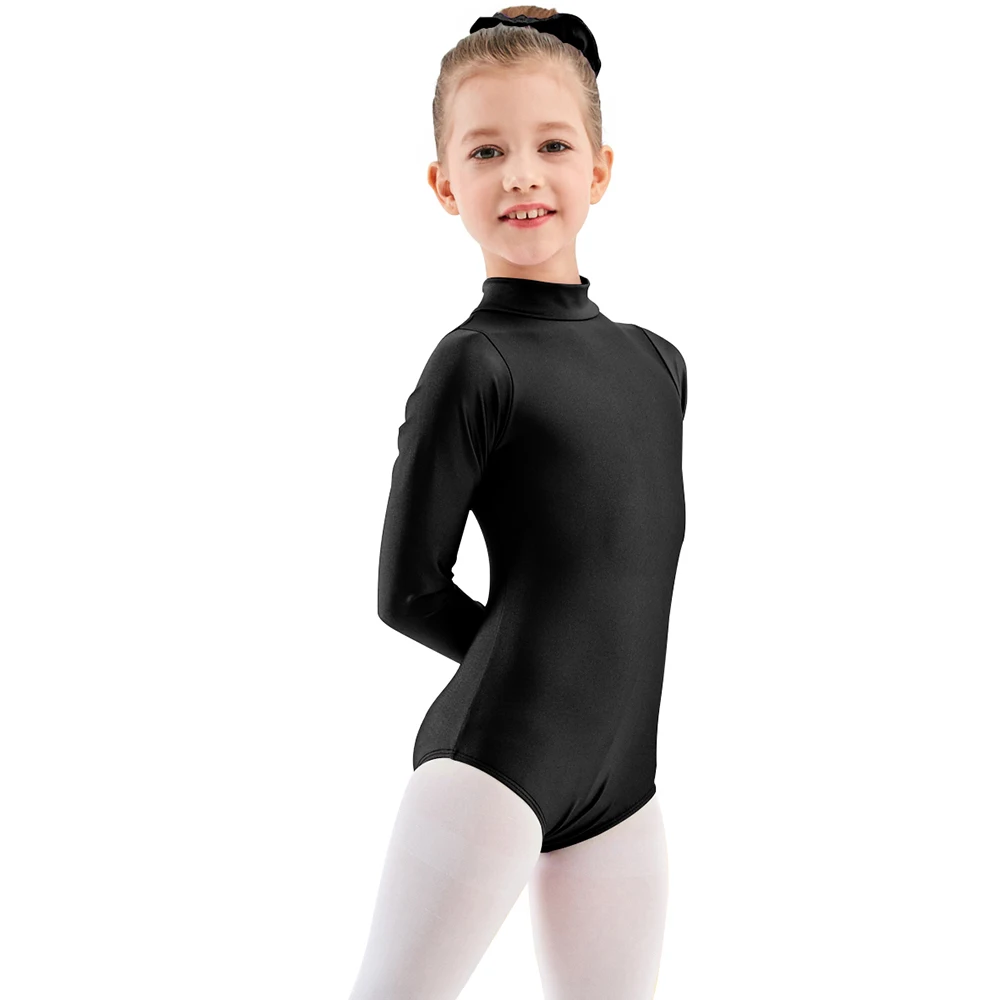 Speerise  Kids Basic Ballet  Leotard Long Sleeve Turtleneck Girls Gymnastics Spandex Toddler Baby Romper Dance Costumes