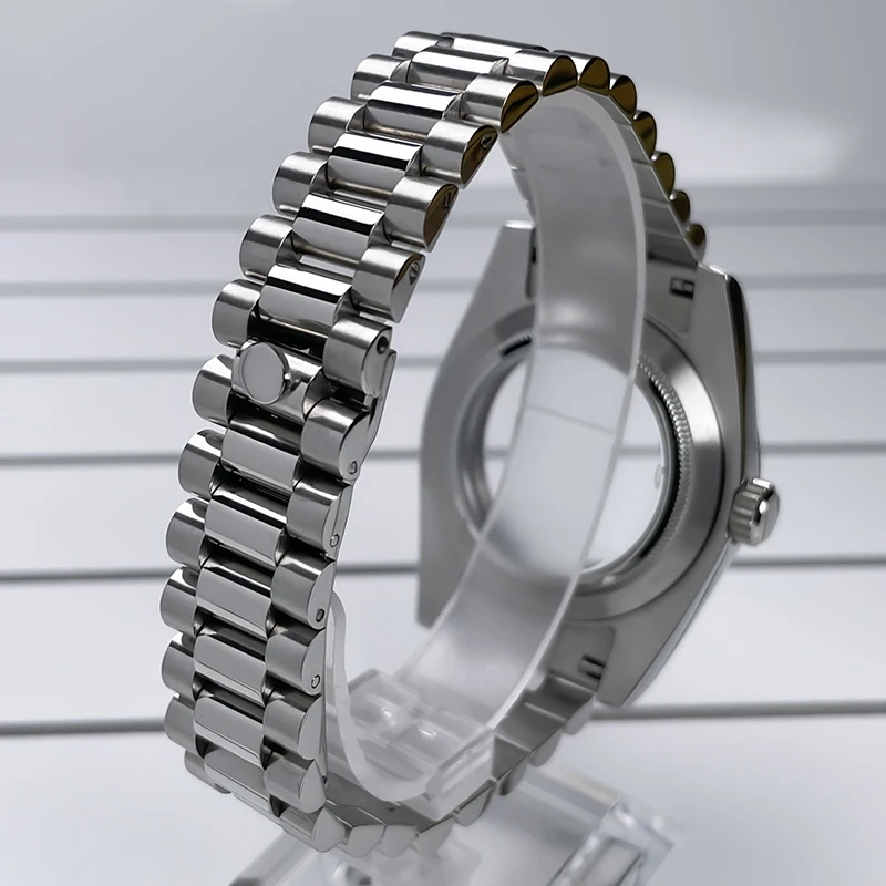 NH35 Case 39mm Stainless Steel President Bracelet Sapphire Glass Seik Mod Skx Parts Replacemet Case Fit Nh35 Nh36 Movement Watch