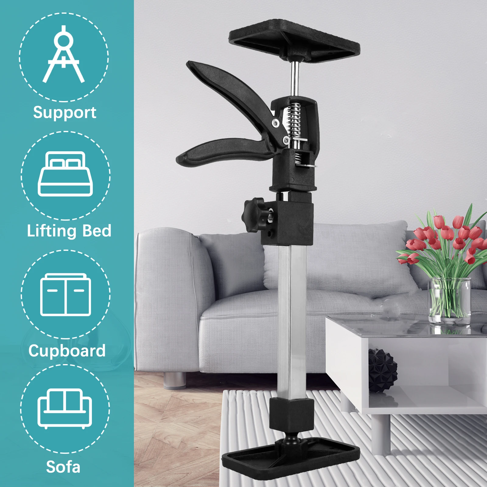 Stainless Steel Telescopic Support Rod Adjustable Three-Hand Support System Anti-Slip Installation Lifting Support Tool Frame