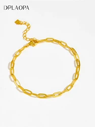 DPLAOPA 925 Sterling Silver Gold Horoscope Plain Chain Bracelet Bangle Adjustable Square Women Rock Punk Fine Jewelry Gift
