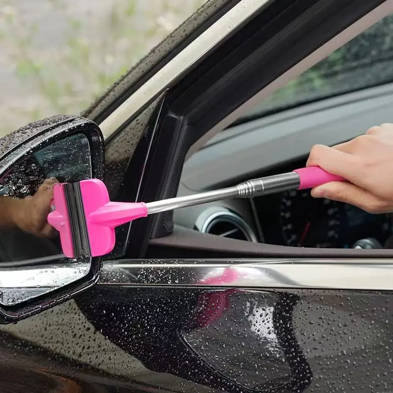 Multifunctional Retractable Portable Wiper,Clean Car Rearview Mirror Wiper,2-in-1 Window Cleaner,Great for Gas Station, Glass