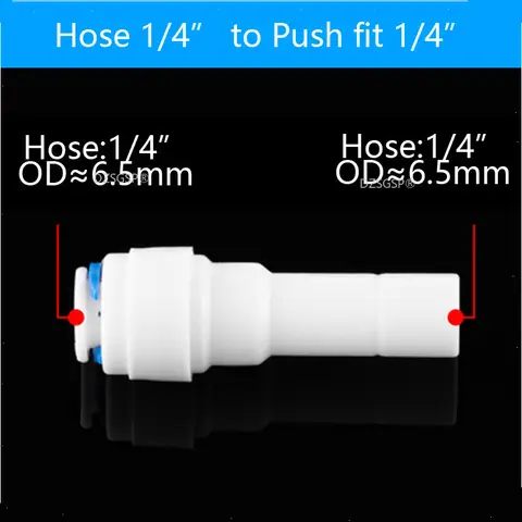 RO Water Plastic Pipe Fitting Straight 1/4" 3/8" OD Hose Connection 1/4" Stem Quick Coupling Reverse Osmosis Aquarium System