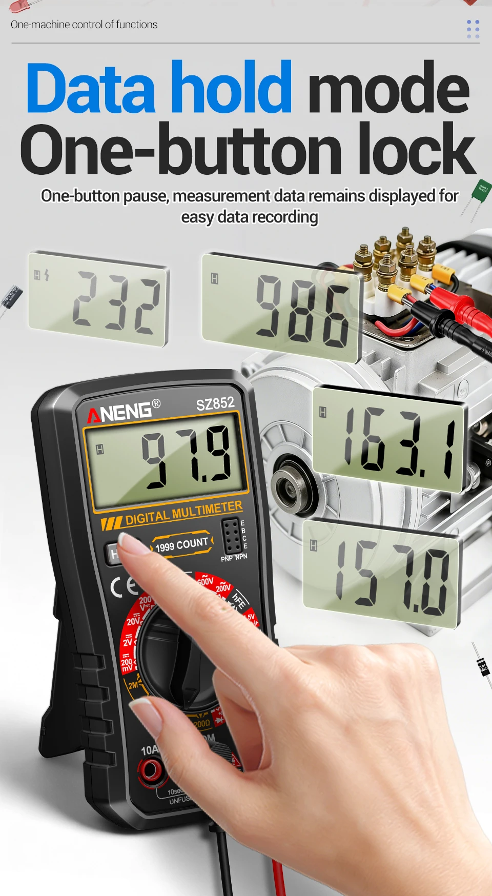 ANENG SZ852 Digitalmultimeter 1999 Zähler AC/DC Spannung/Strom Widerstand Batterie Multiparameter-Messgerät Elektrowerkzeug – Detail 10