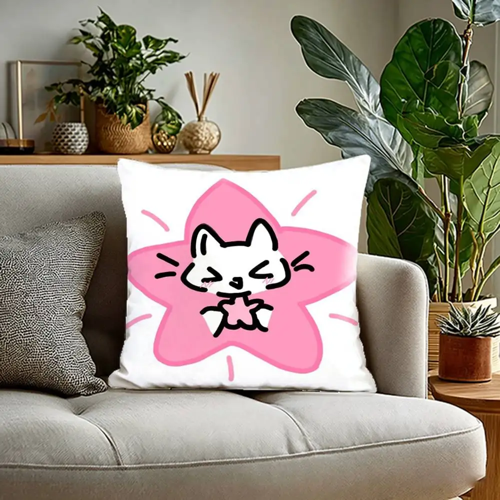 Cute B-Basiilleaf CATs Pillow Case Sofa Living Room for Bedroom car Headboard Backrest Cushion Square Cushion Nap Time