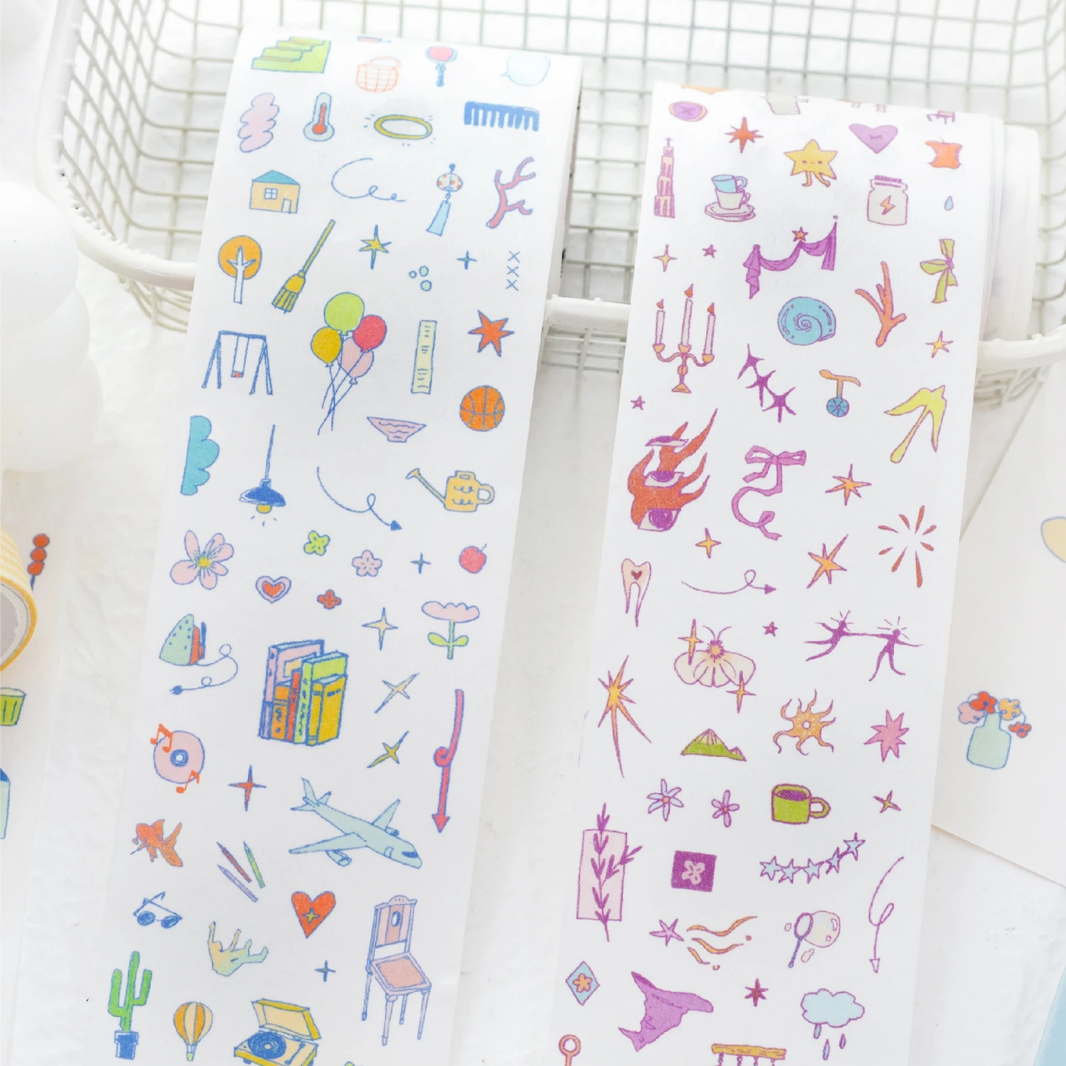200cm/Roll INS Cartoon Masking Tapes Daily Life Decorative Label Stickers for Journal Scrapbooking Diary Album Stationery Tape