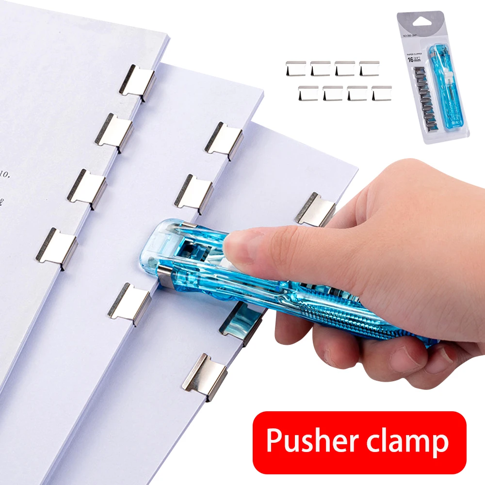 Mini Traceless Reusable Hand Clamp Push Stapler Paper Book File Office School Student Binder Binding Tools Supplies Accessories
