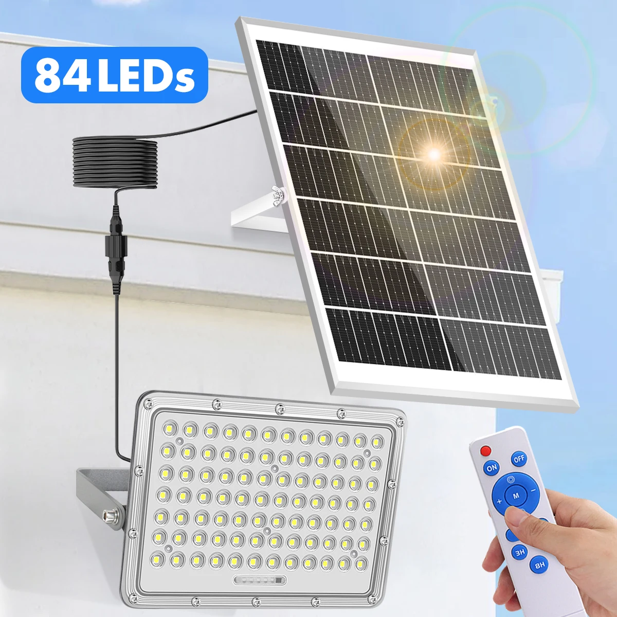 Solar Street Light Waterproof 200W Light Sensor Solar Parking Lot Lights Solar Security Light Outdoor 6500K LED Flood Light